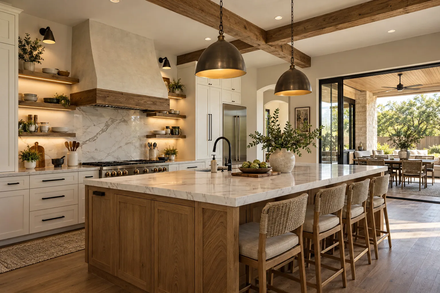 Texas family kitchen with island seating