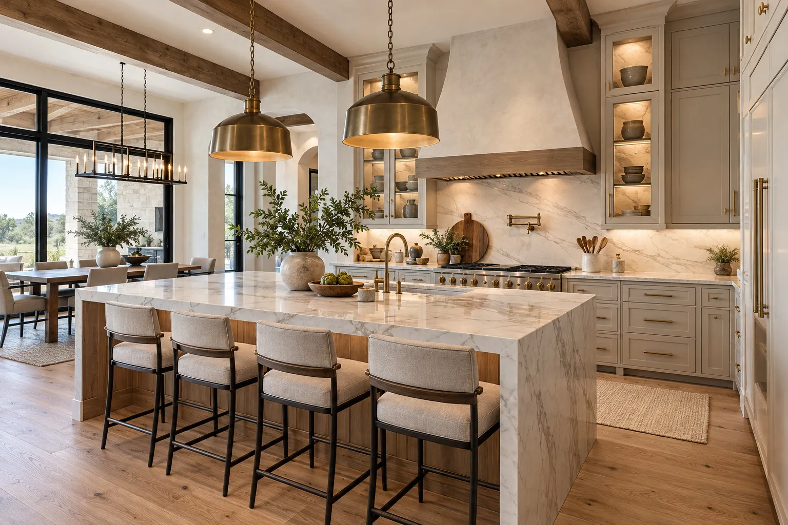 Kitchen with beamed ceiling